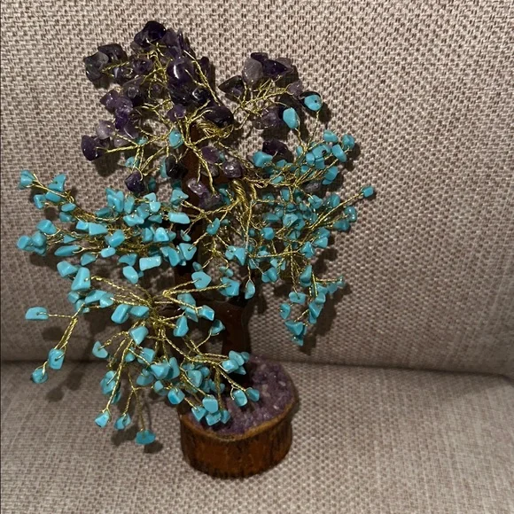 Turquoise Amethyst Tree of Life - Feng Shui Money Crystal - Natural Amethyst -l - Picture 5 of 5